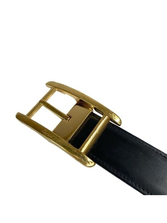 Cartier Belt Tank American Black Brown Leather Reversible Gold